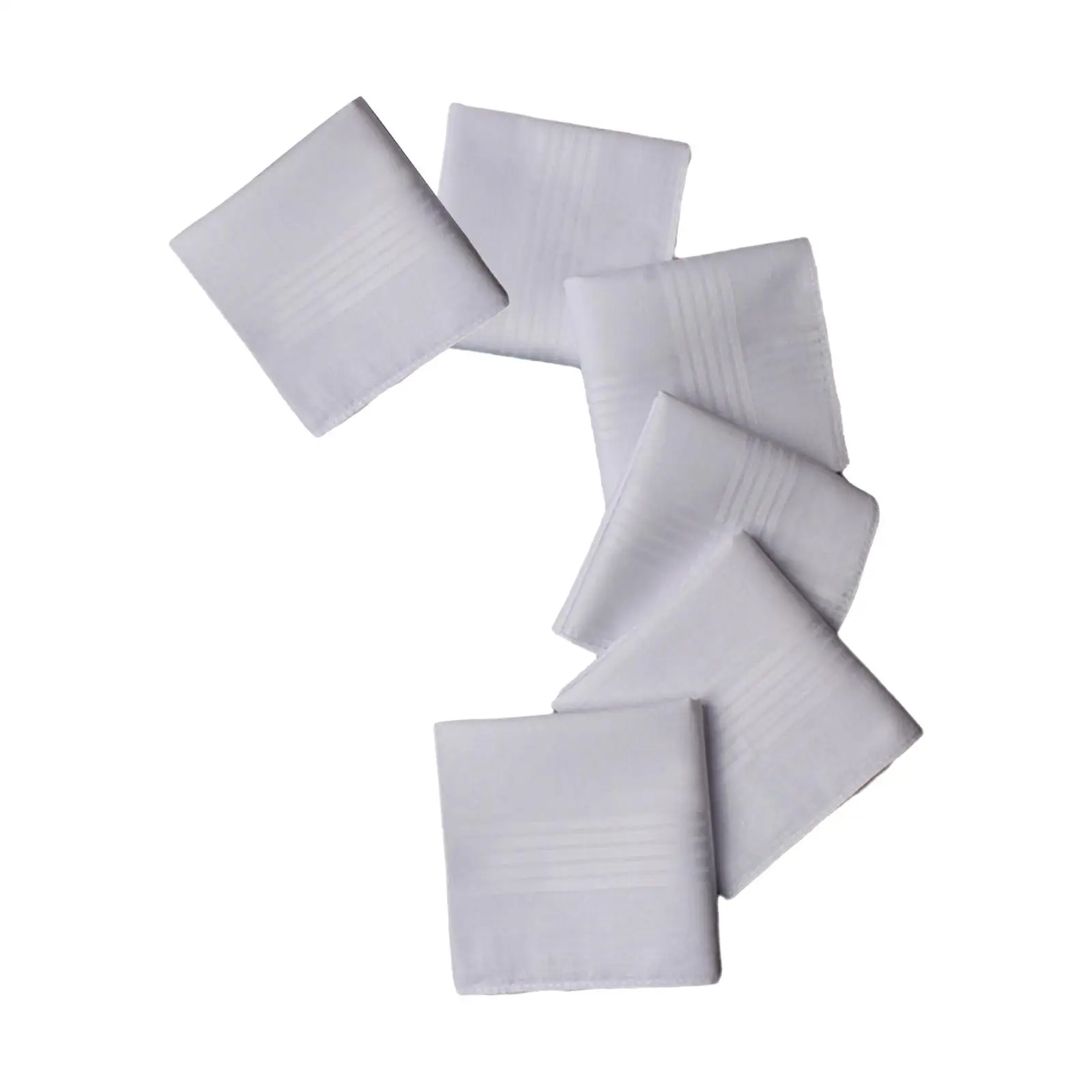 6x Pure White Handkerchiefs Solid Color Cotton Hankies Men Handkerchiefs Gift for Grandfather Birthday Wedding Gentlemen Party