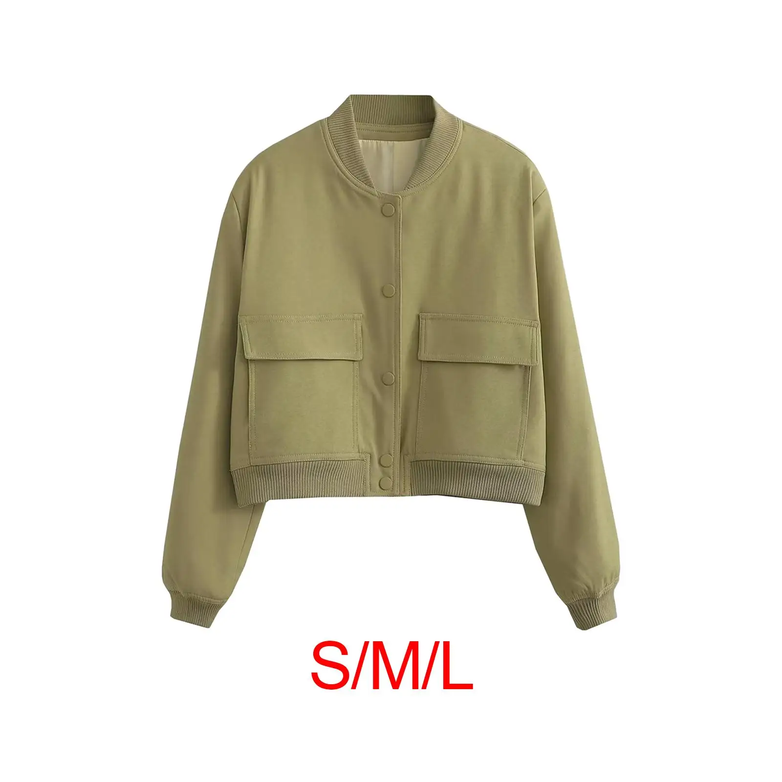 Women`s Jacket for Spring and Fall Two Large Pockets Short Fashion Clothes Casual Coat for Holiday Ladies Work Outdoor Travel