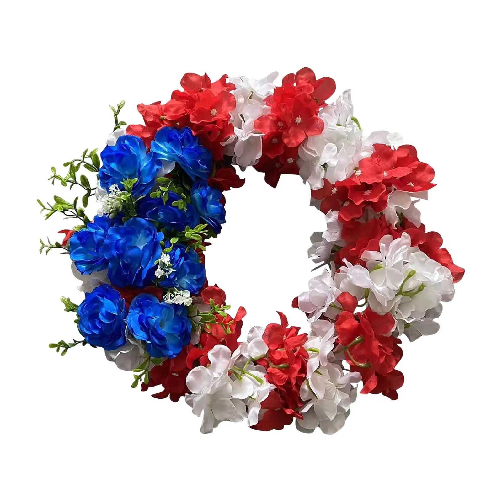 Independence Day Wreath American Flag Artificial Wreath Fourth of July Door Wreath for Home Party Festival Wall Memorial Day