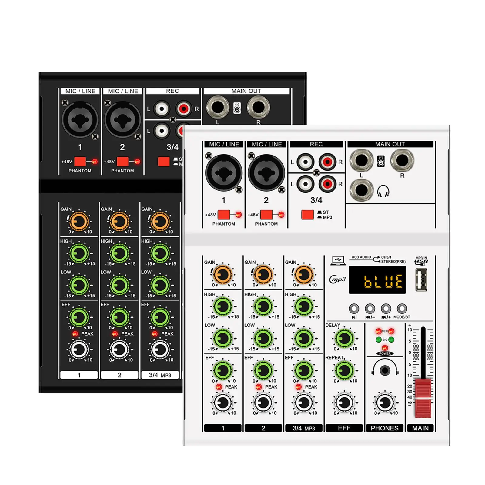 Audio Mixer 4 Channel Reverb Sound Controller for Recording Broadcast Stage