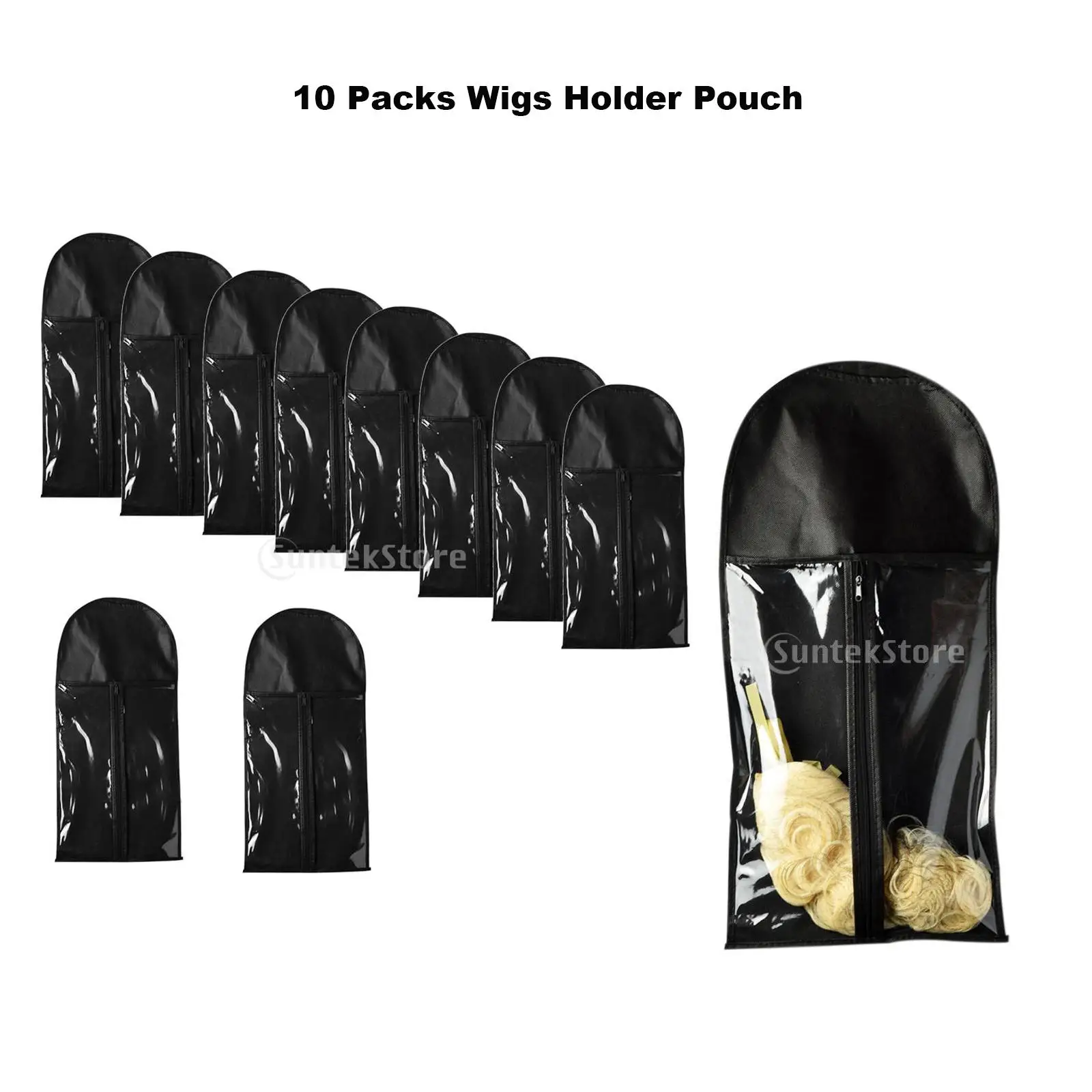 10pcs Folding Hanging Hair Extensionpieces Bag Zipper Clothes  Wig Organizer Case