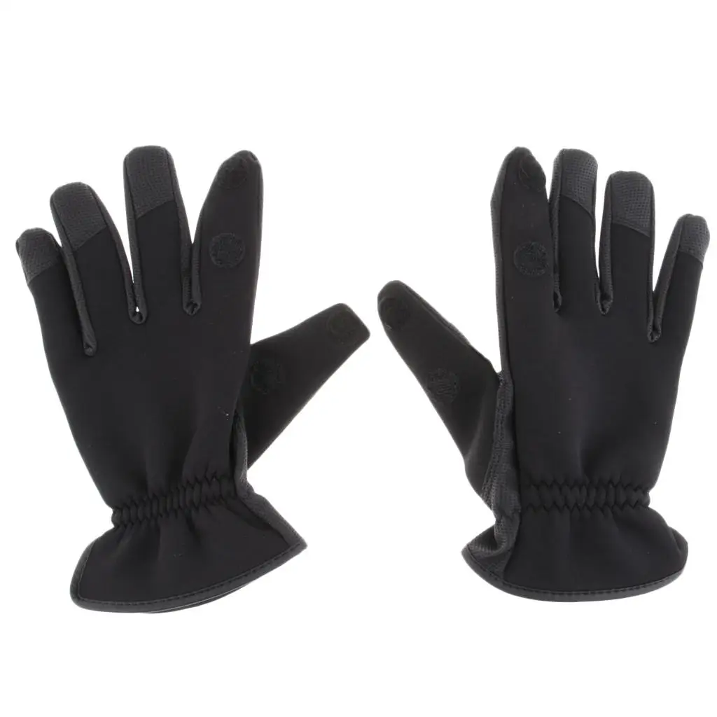 1 Pair Neoprene Fishing Gloves Breathable Anti-Slip 3 Finger Gloves Free Size Mitts