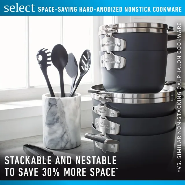 Calphalon Space-Saving Hard-Anodized Nonstick Cookware Set, 9 pc