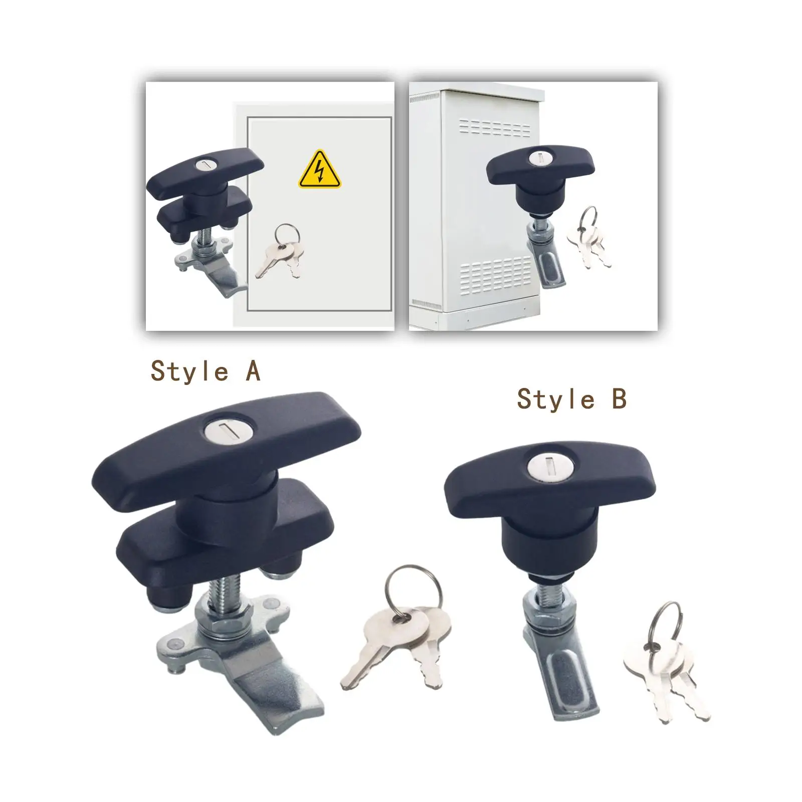 T Handle Lock Latch Keyed Shed Door Lock Locking Latch Cabinet Door Lock for Camper Letter Box Drawer Distribution Box Toolbox