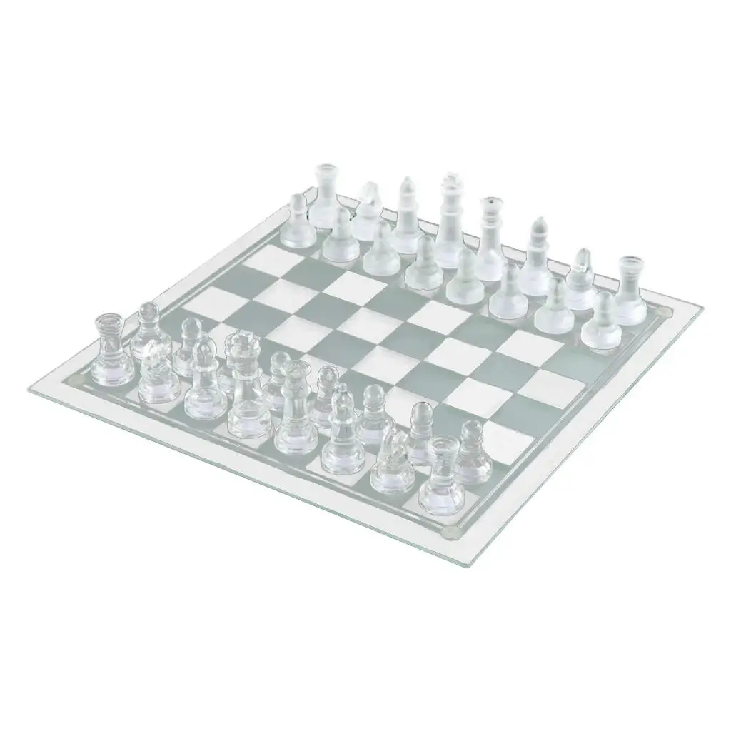 Chess Game Made of Glass, Elegant Design Durable Glass 32 Matted And Clear Parts