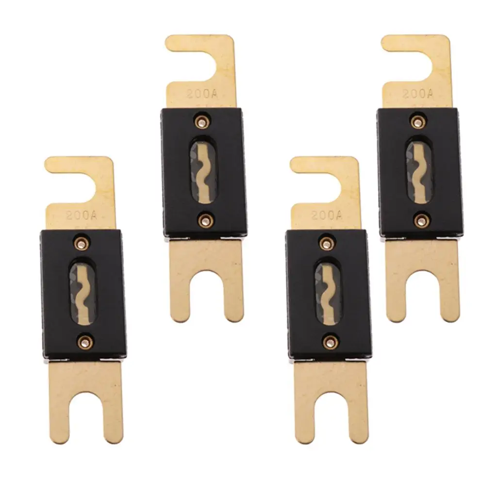 4pcs Universal 200AMP ANL Gold Plated Flat  Fuses Electrical 
