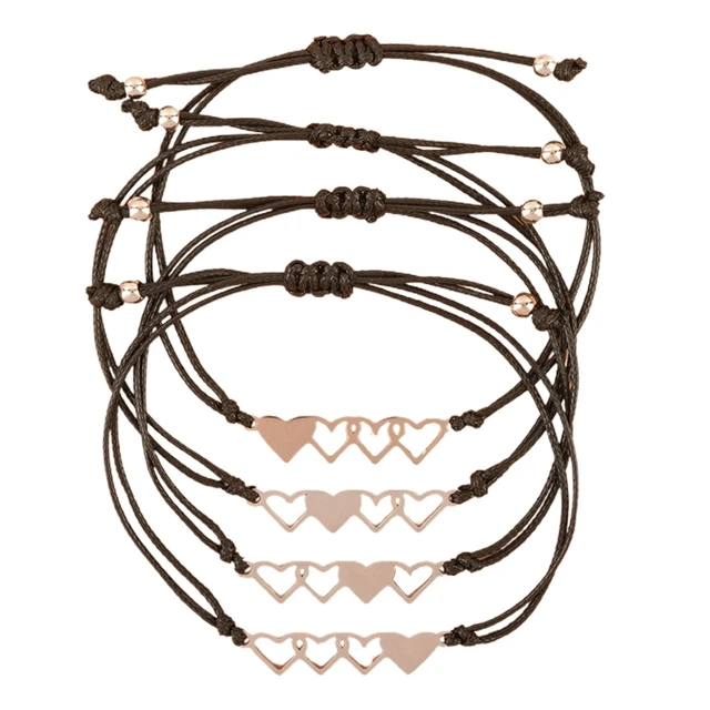 Heart Strings Bracelet 5 Pack | Multicolor String | Friendship Bracelets for Girls & Women | Couple, Matching String Bestfriend Bracelets | Puravida
