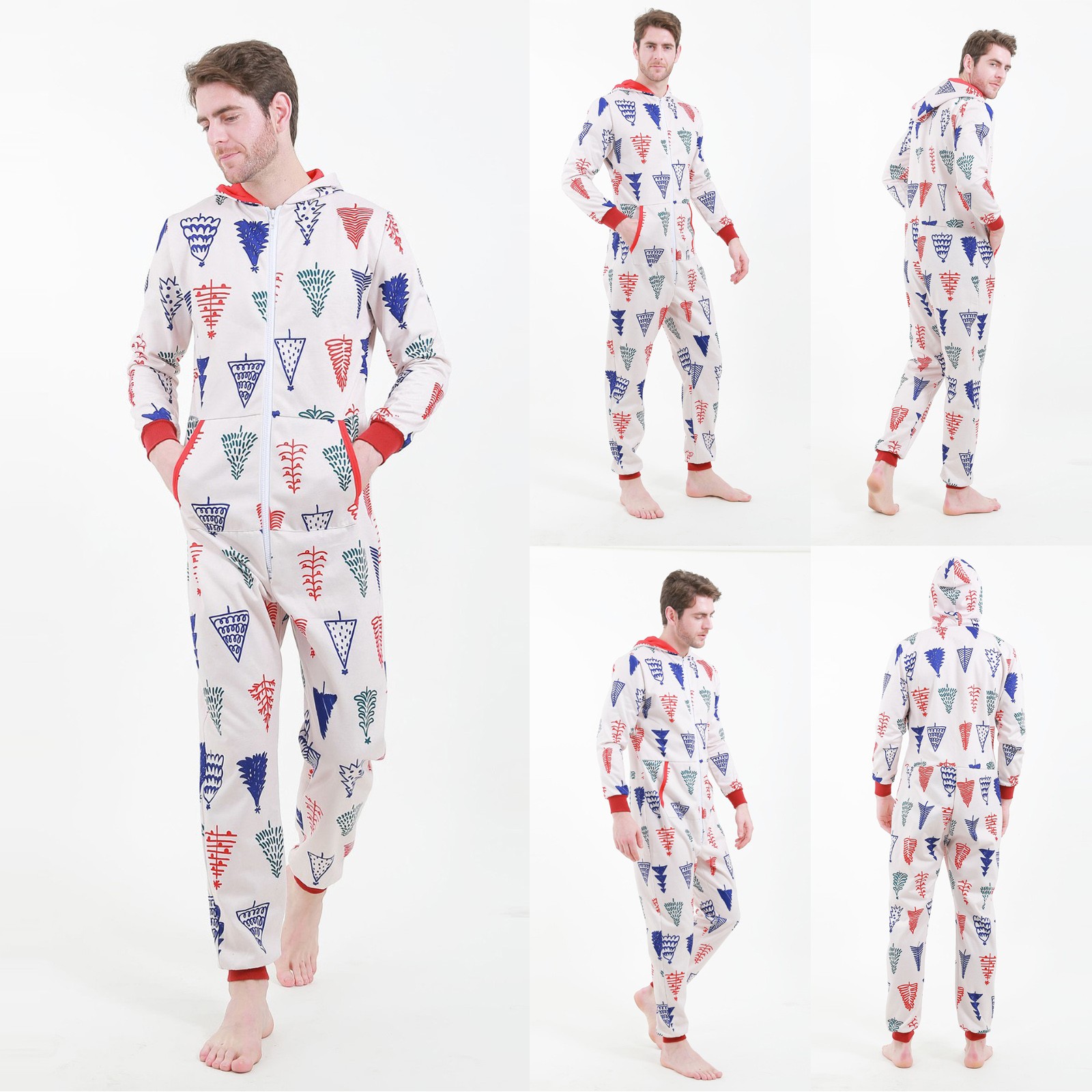 Men Autumn Warm Onesie Christmas Jumpsuits Sleep Lounge Adult Sleepwear