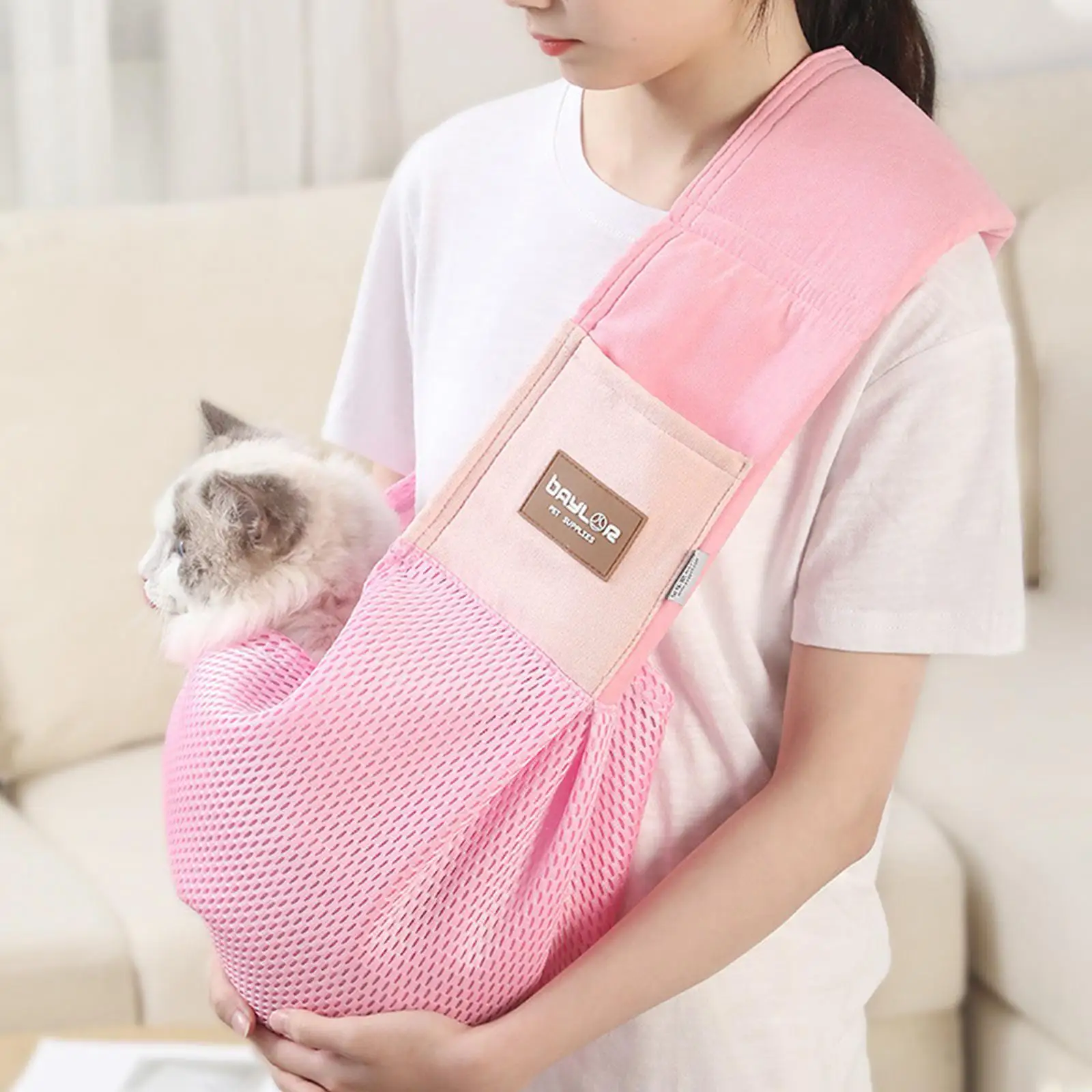 Pet Sling Carrier Comfortable Storage Pockets Breathable Mesh Sling Handbag Tote Pouch Pet Shoulder Bag for Cat Puppy Small Dog