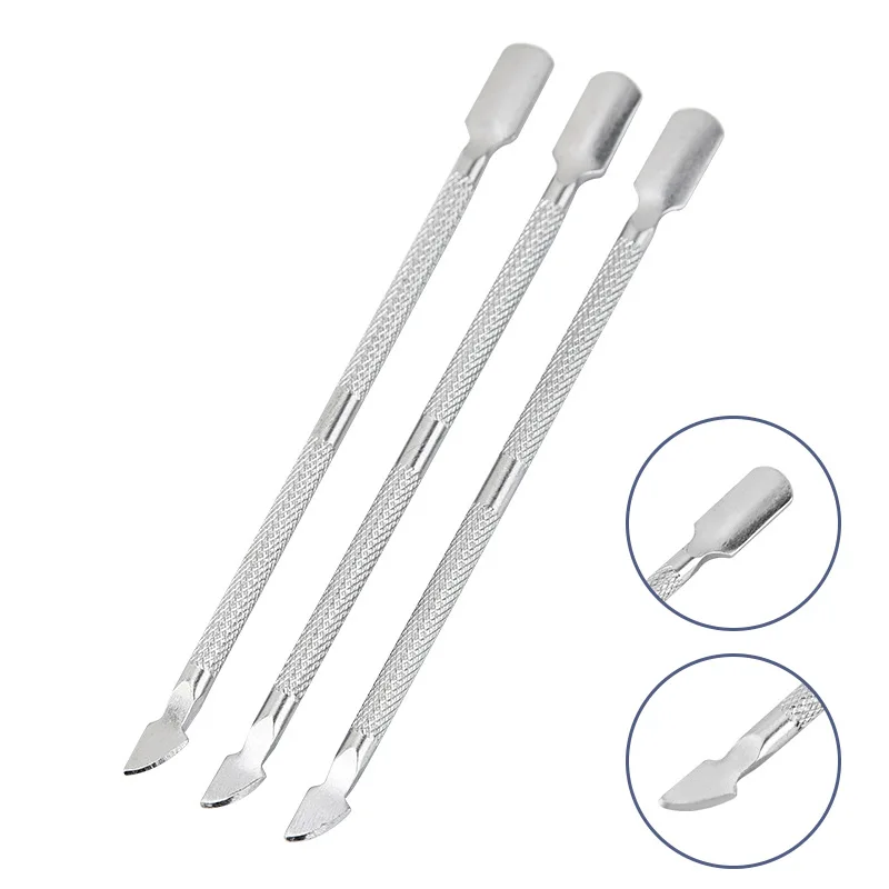 S9e0b78f7b7574e42a834945e5a0ea46dY 1pc Nail Art Tool Stainless Steel Double Push Spoon Pusher Cut Remover Cuticle Trimmer Manicure Pedicure Care