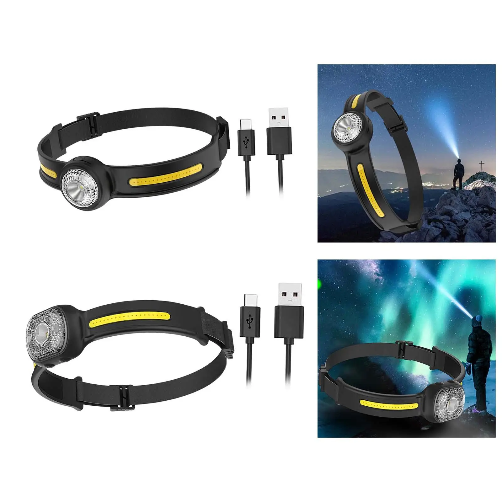 Rechargeable LED Head lamp Lightweight Flashlight spotlights Head Light 270 Degree Waterproof LED headlamps for Outdoor Cycling