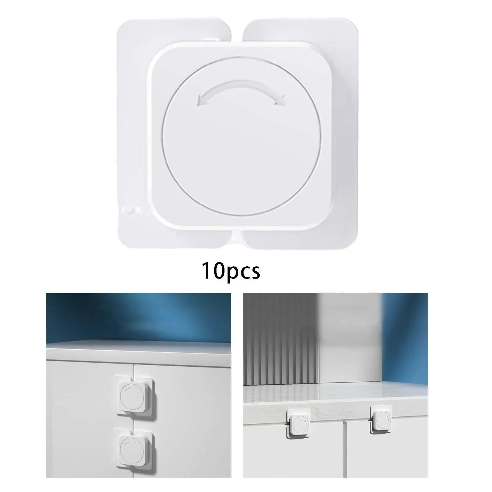 10Pcs Adhesive Safety Rotary Lock Kids Doors Locks for Cabinets Drawer Oven
