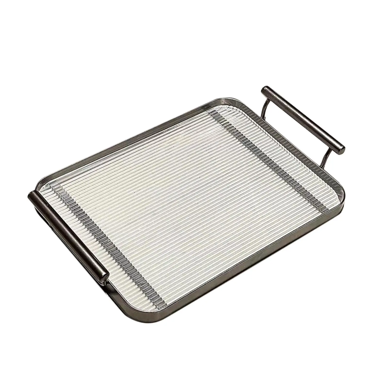 Acrylic Serving Tray with Handles Versatile Fruit Dessert Tray Durable Makeup Tray for Office Meals Snacks Party Bathroom Vanity