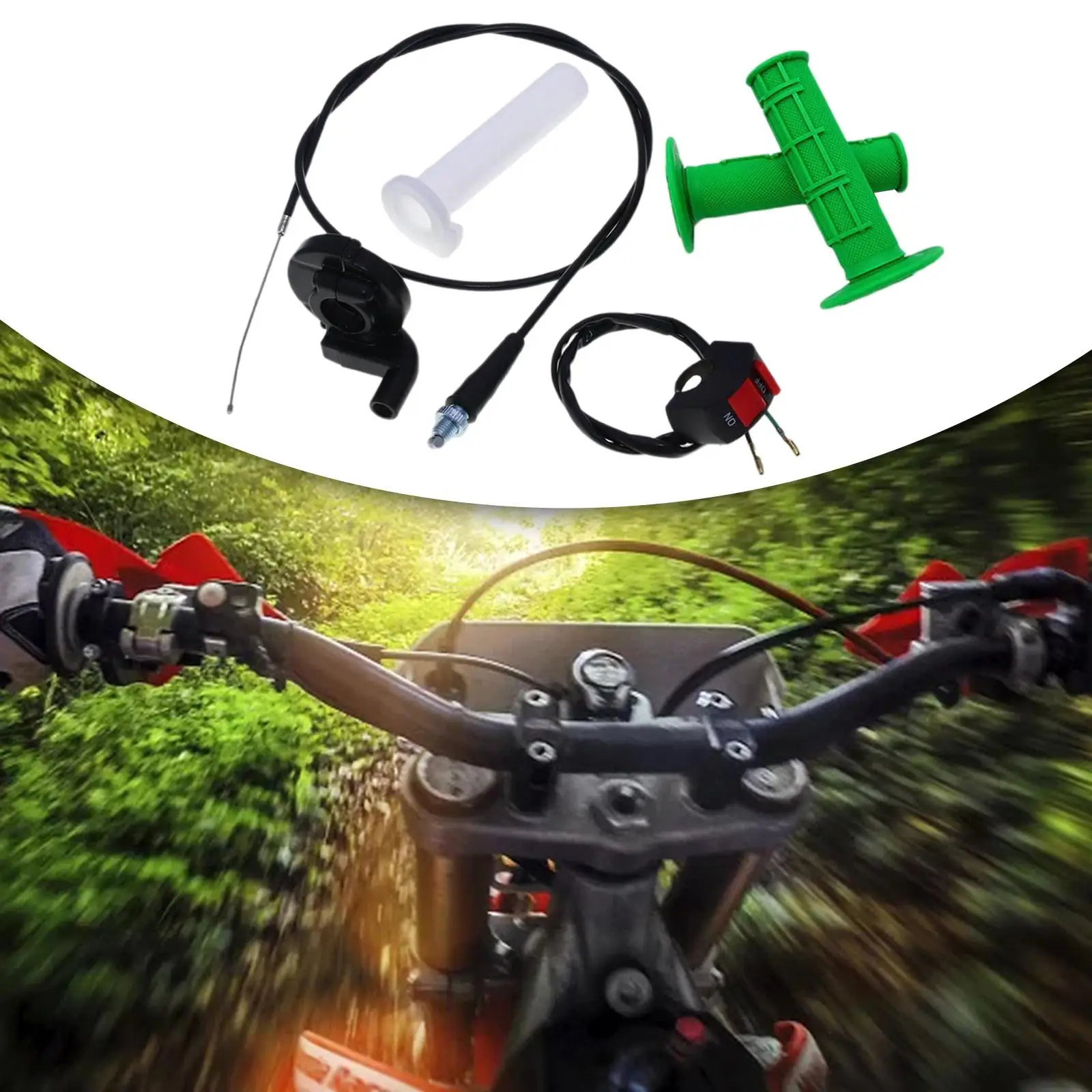 Motorcycle Twist Throttle Accelerator Handle Grips Cable Set Accessories for Dirtbike Mini Bike Quad Pit Bike 110cc 250cc