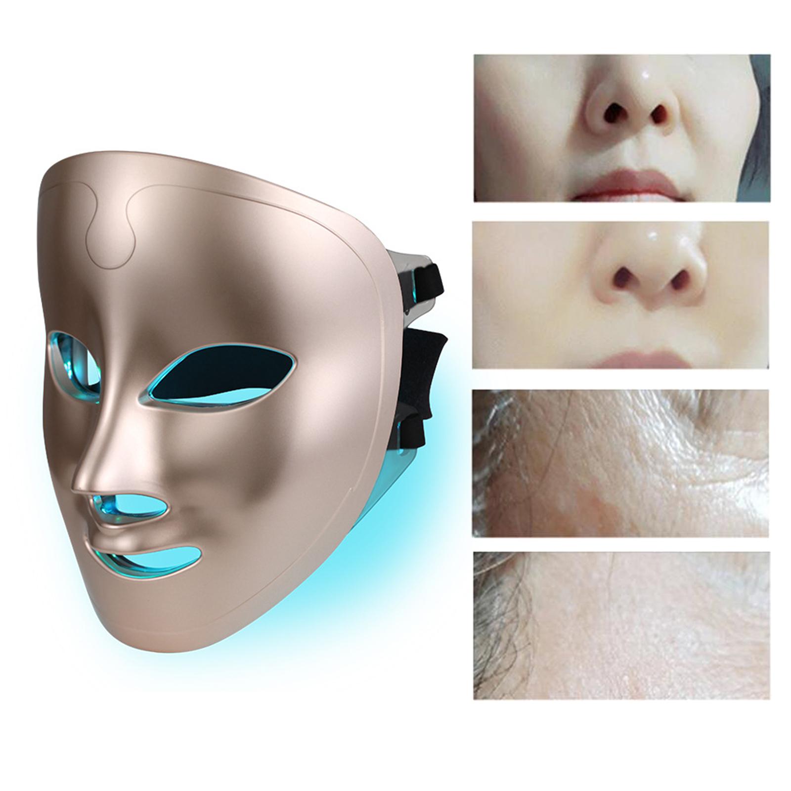 LED Face Mask Light Therapy Facial Skin Care Dark Spot Healthy Skin Rejuvenation 7 Colors Smooth Acne Reduction Photon for Home