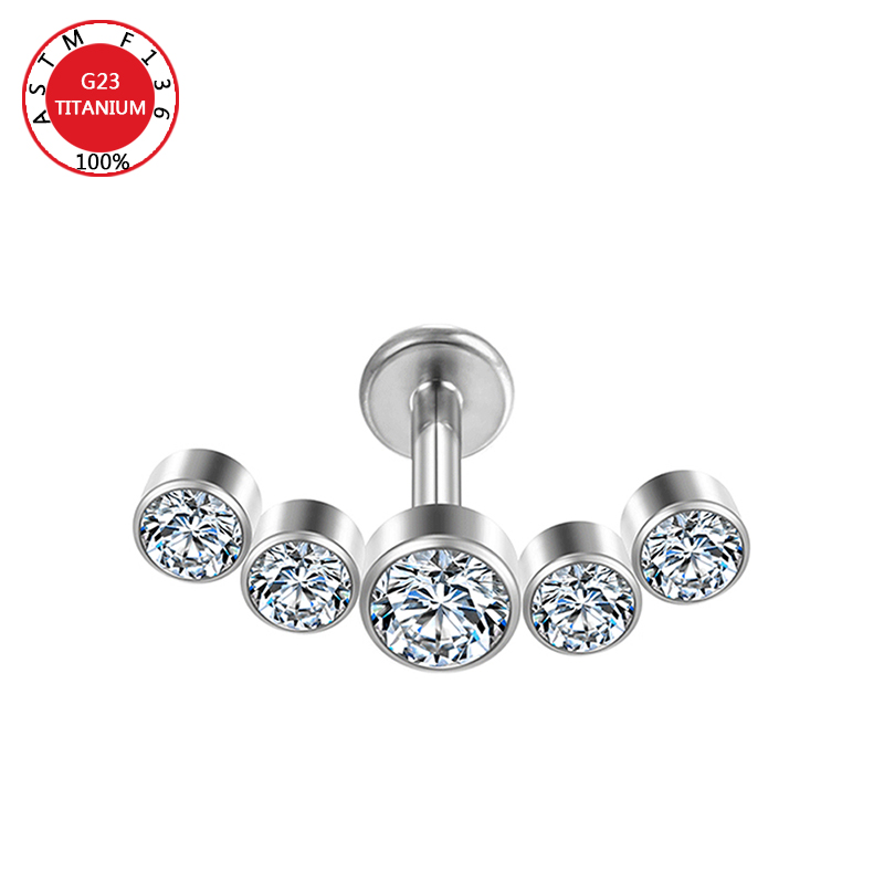 ASTM F136 Titan Zirkon Ohrstecker Labret Ohrstecker Lippenring Nasennagel Knorpel Helix Lappen Muschel Ohrringe Körperpiercing Schmuck – Detail 4