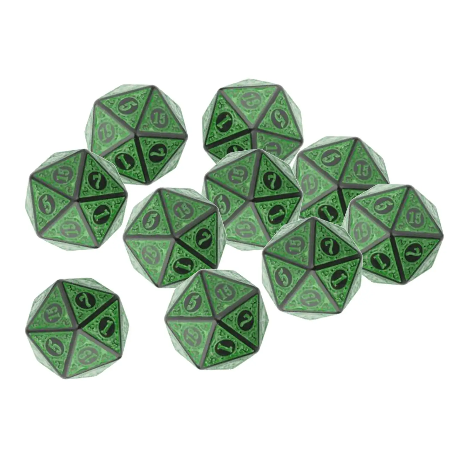 Polyhedral Dice 10Pcs Portable Accessories Wear Resistant Lightweight 20 mm for RPG Teaching Toy Gift Party Other Dice Games