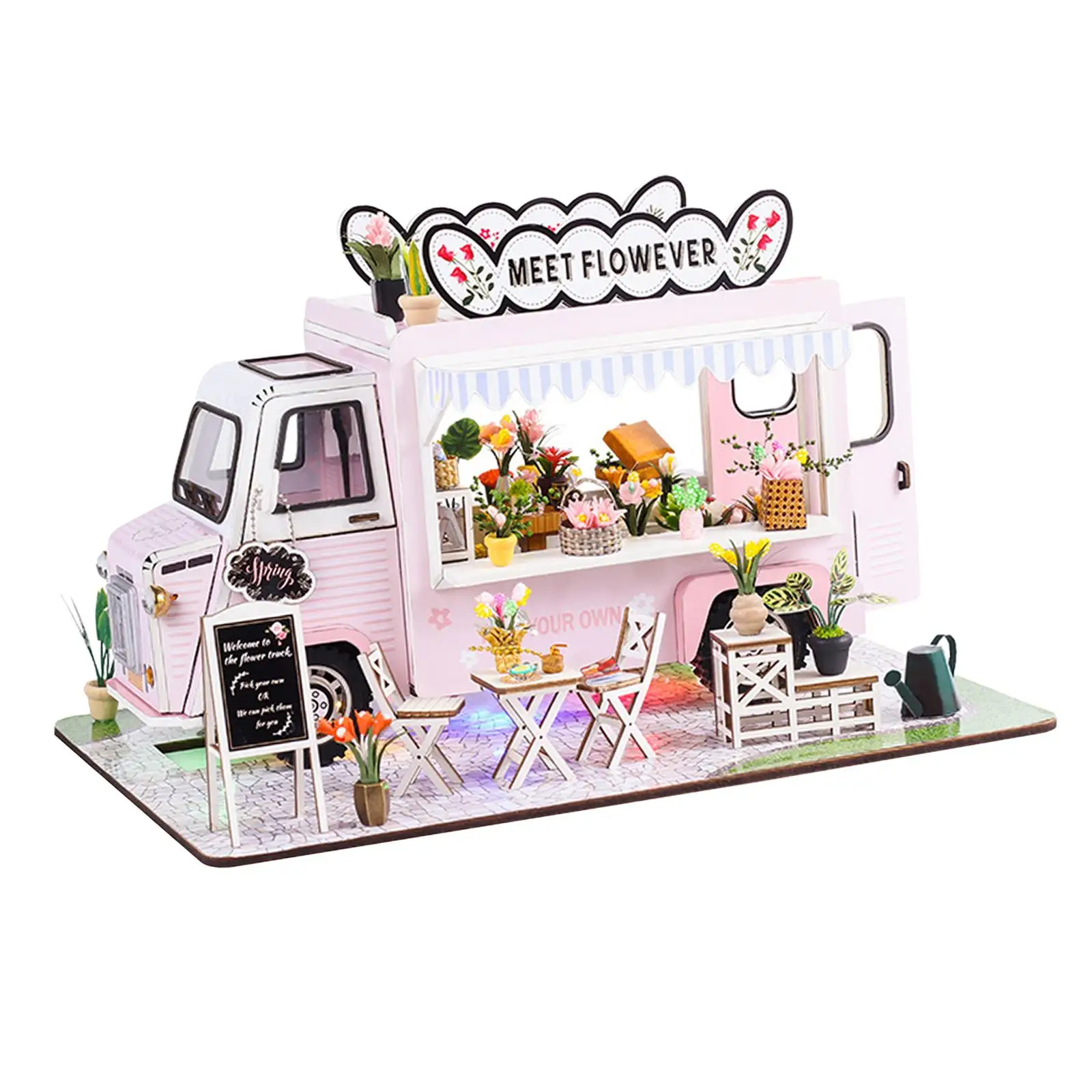 Wooden Small House Model Romantic Gift Handmade Craft Creative Toys DIY Hut Dollhouse Toys Kit for Children Women Teens