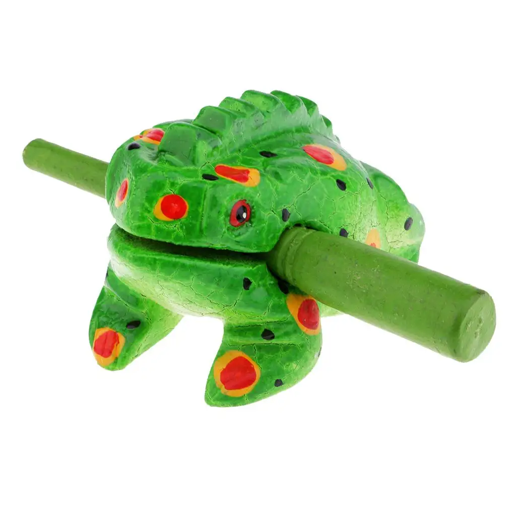 Wooden Frog Statue Creative Children Kids Musical Toy  Decor #7