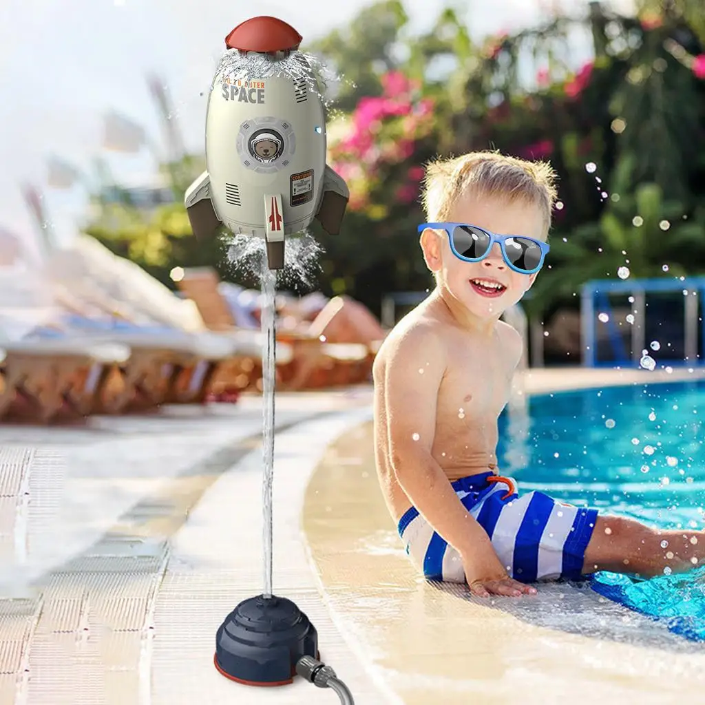 Outdoor Rocket Water Pressure Lift Sprinkler Toy Rocket Shaped Yard Interaction Bathtub Game Water Spray Toy for Kids Boys Girls