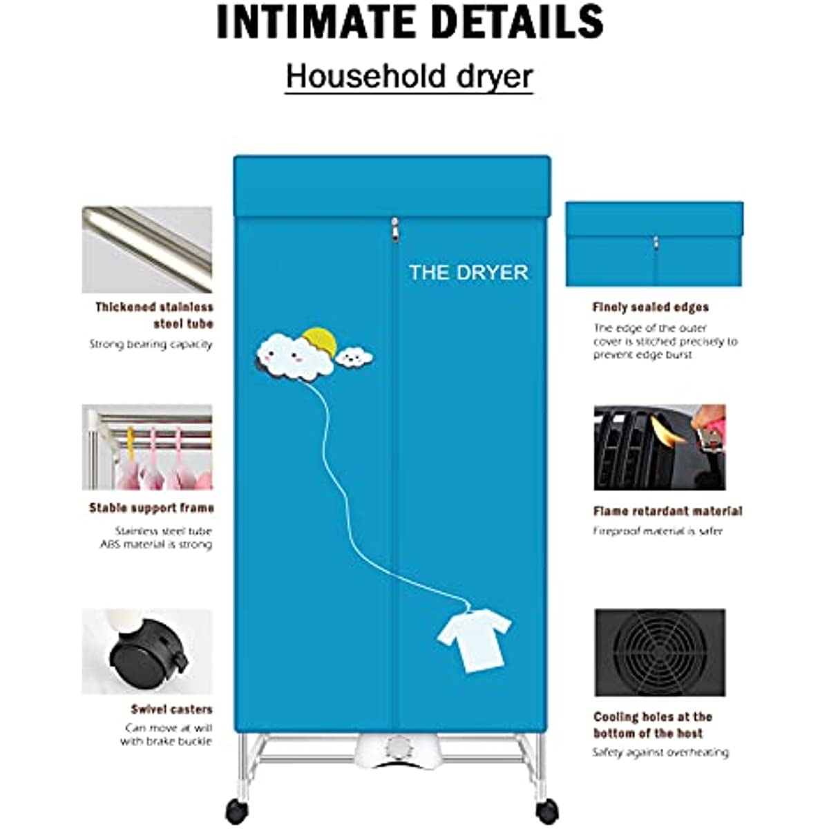 Title 5, Portable Dryer,110V 1000W Electric Clothes Drye...