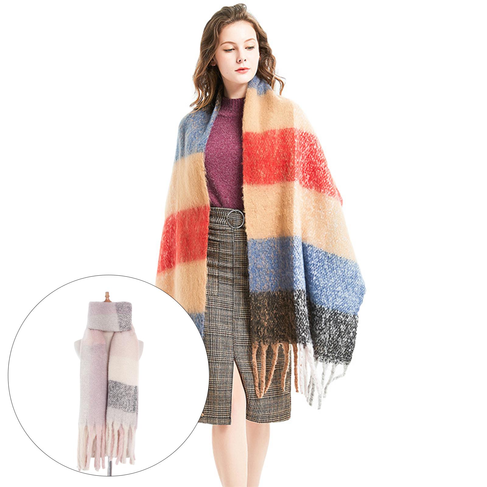 Women`s Plaid Blanket Winter Scarf Wrap Oversized Shawl Cape