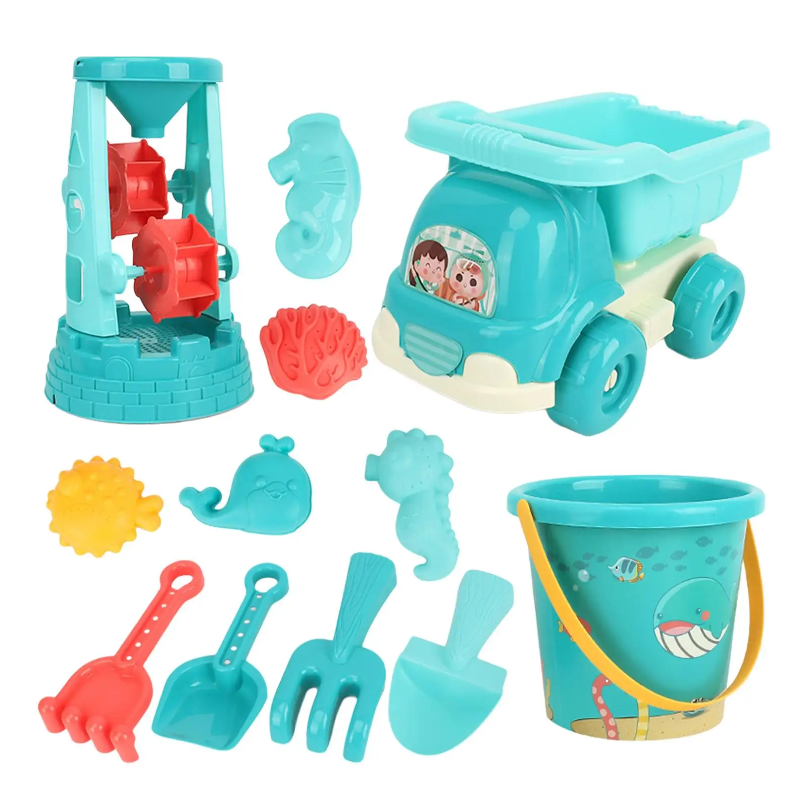 Sand Toy Set Educational Toys 13x with Beach Bucket Kids Bathing Toy for Outdoor Bathroom Toy Party Favors Birthday gift