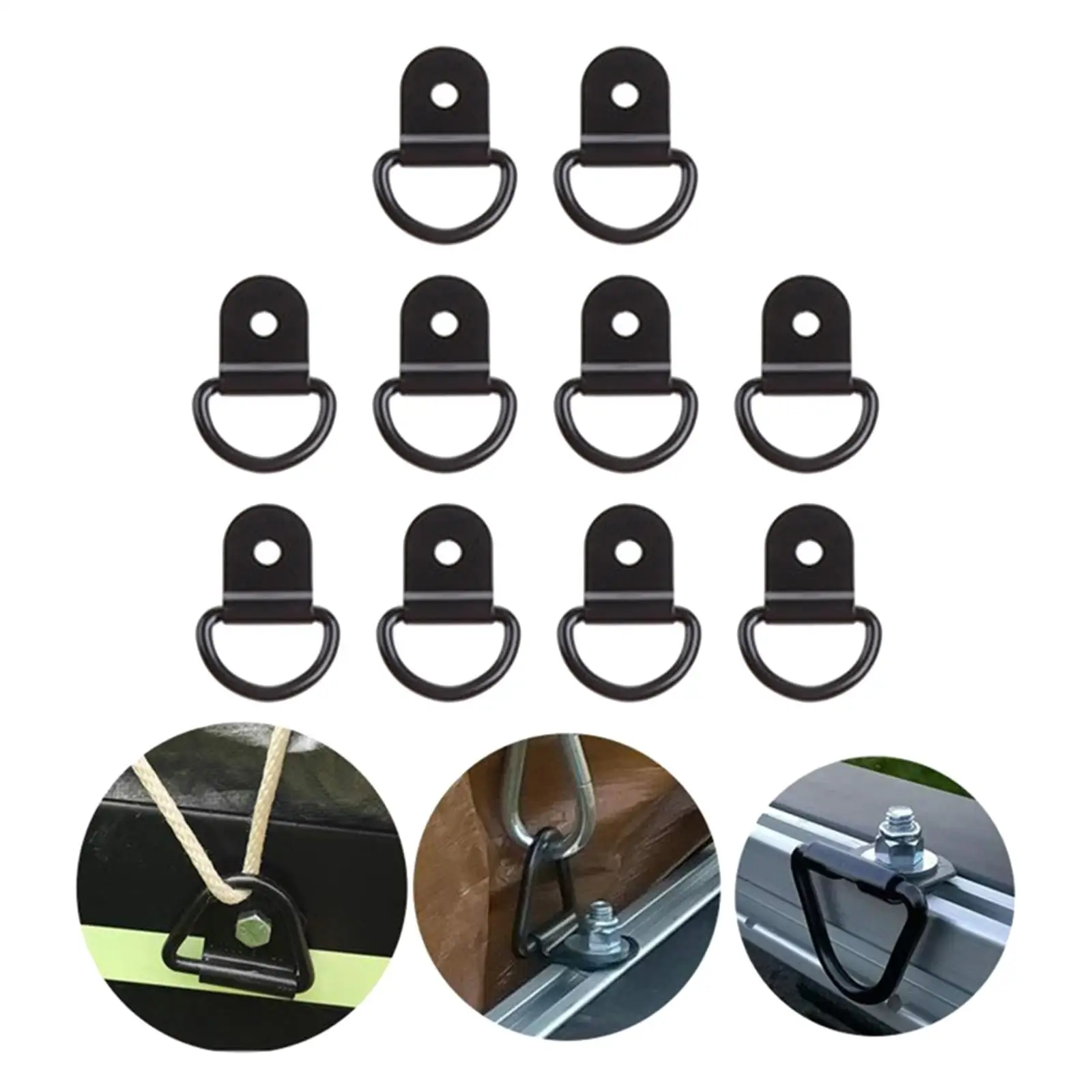 10 Pieces D Ring Tie Down Anchors Lashing Ring Fit for Car RV Cargo SUV Loads On Case