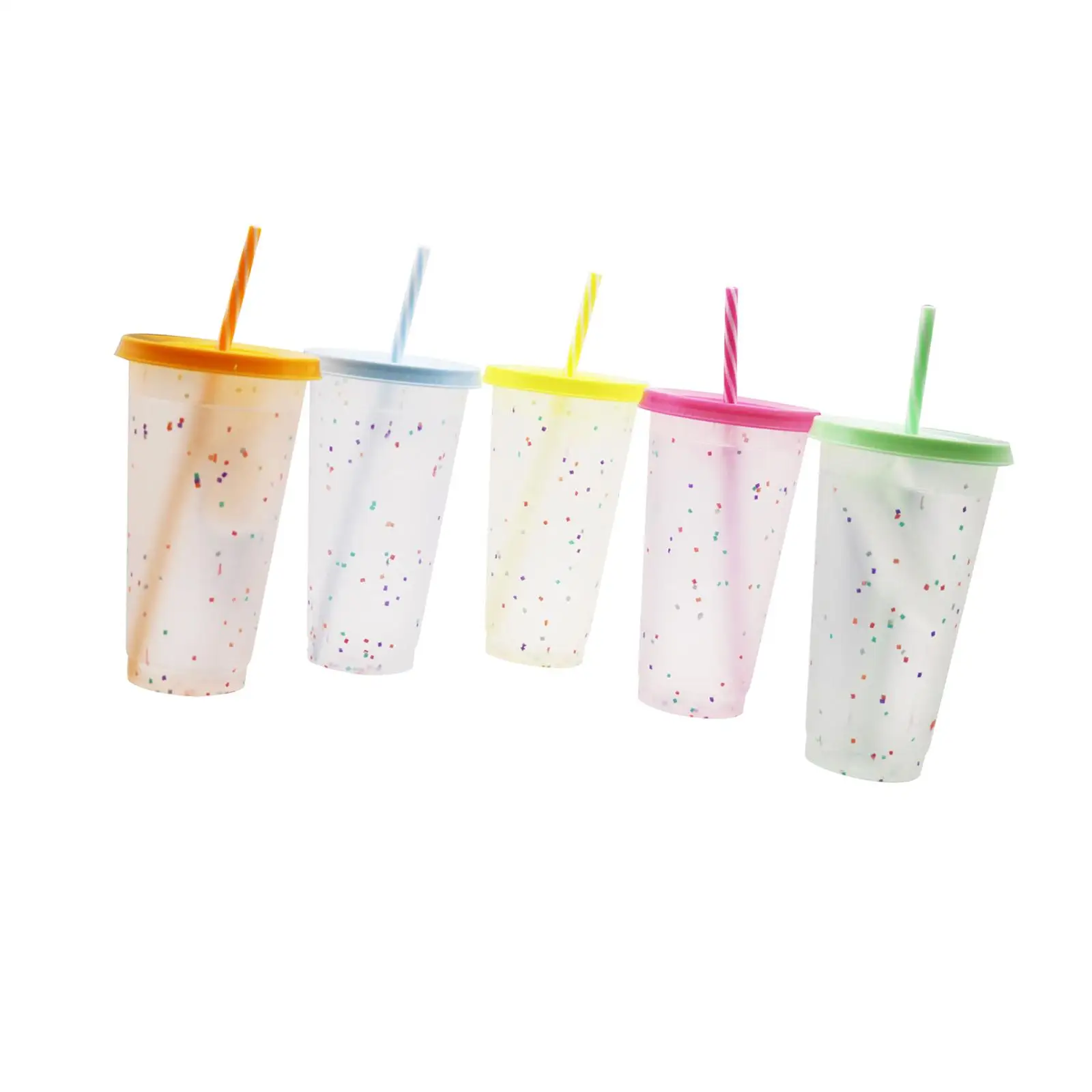 5 Pieces Color Changing Cups with Lids  Cold Drink Tumblers for Travel Home