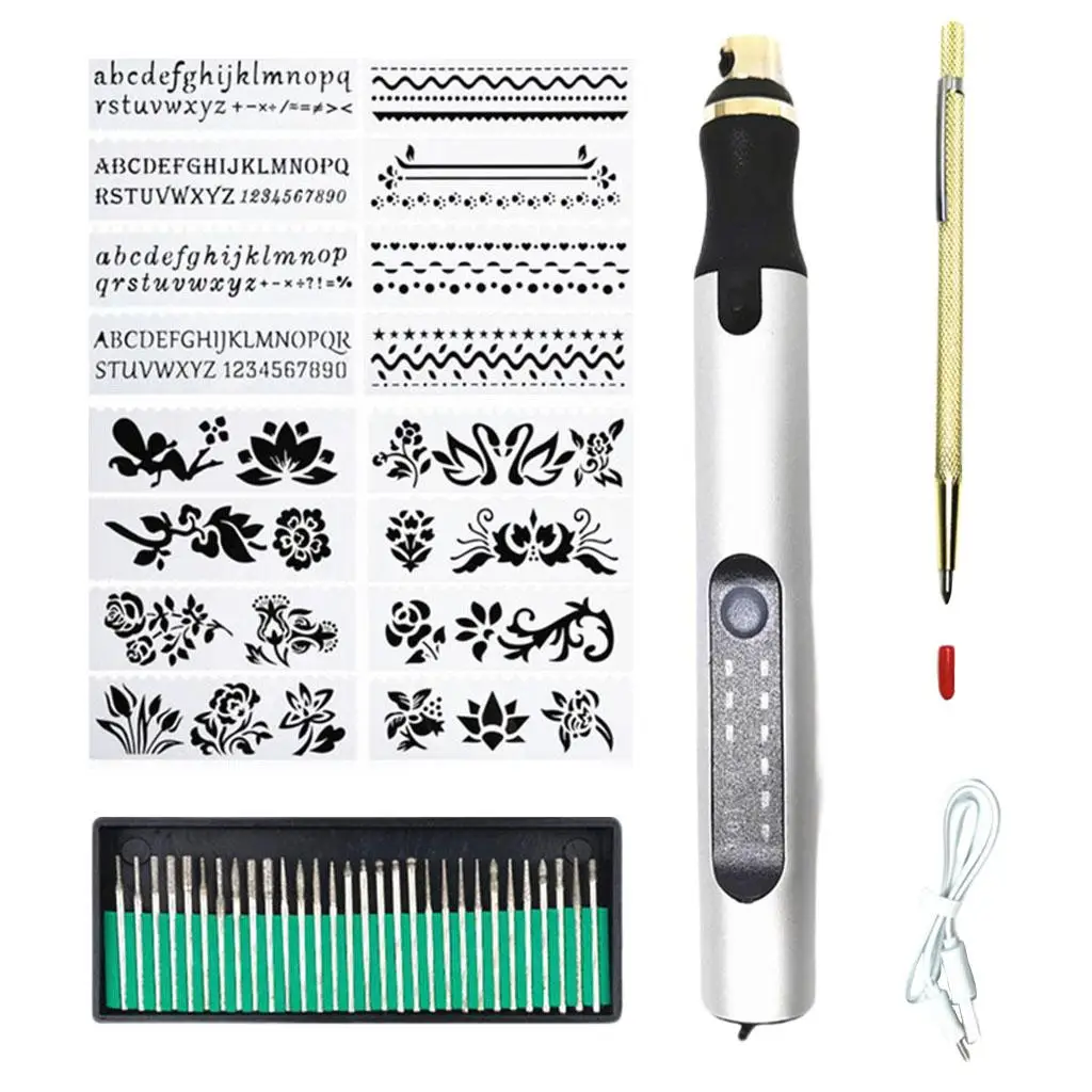 Electric Micro Engraver Etching Pen and 30 Bits for Plastic Metal Jewelry