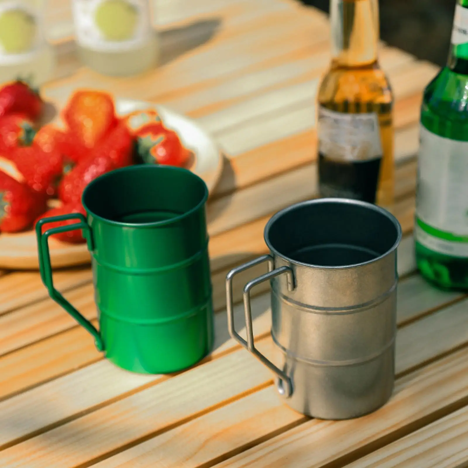 Stainless Steel Camping Mug Cooking Pot Reusable Coffee Cup Gift Vintage Style Beer Mug for Travel Hiking Picnic Outdoor Garden