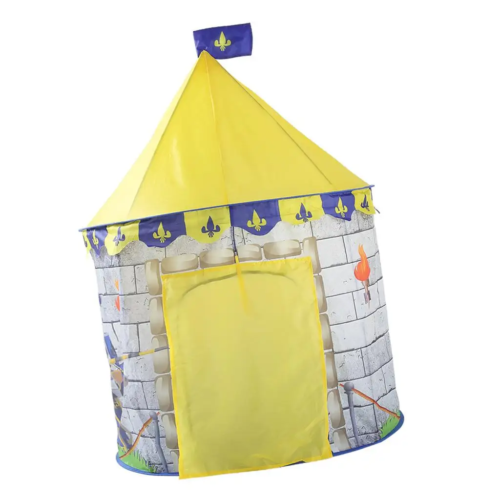 Foldable Knight Themed Tent Playhouse for Kids Indoor Outdoor Play, 39inch x 39inch x 53inch