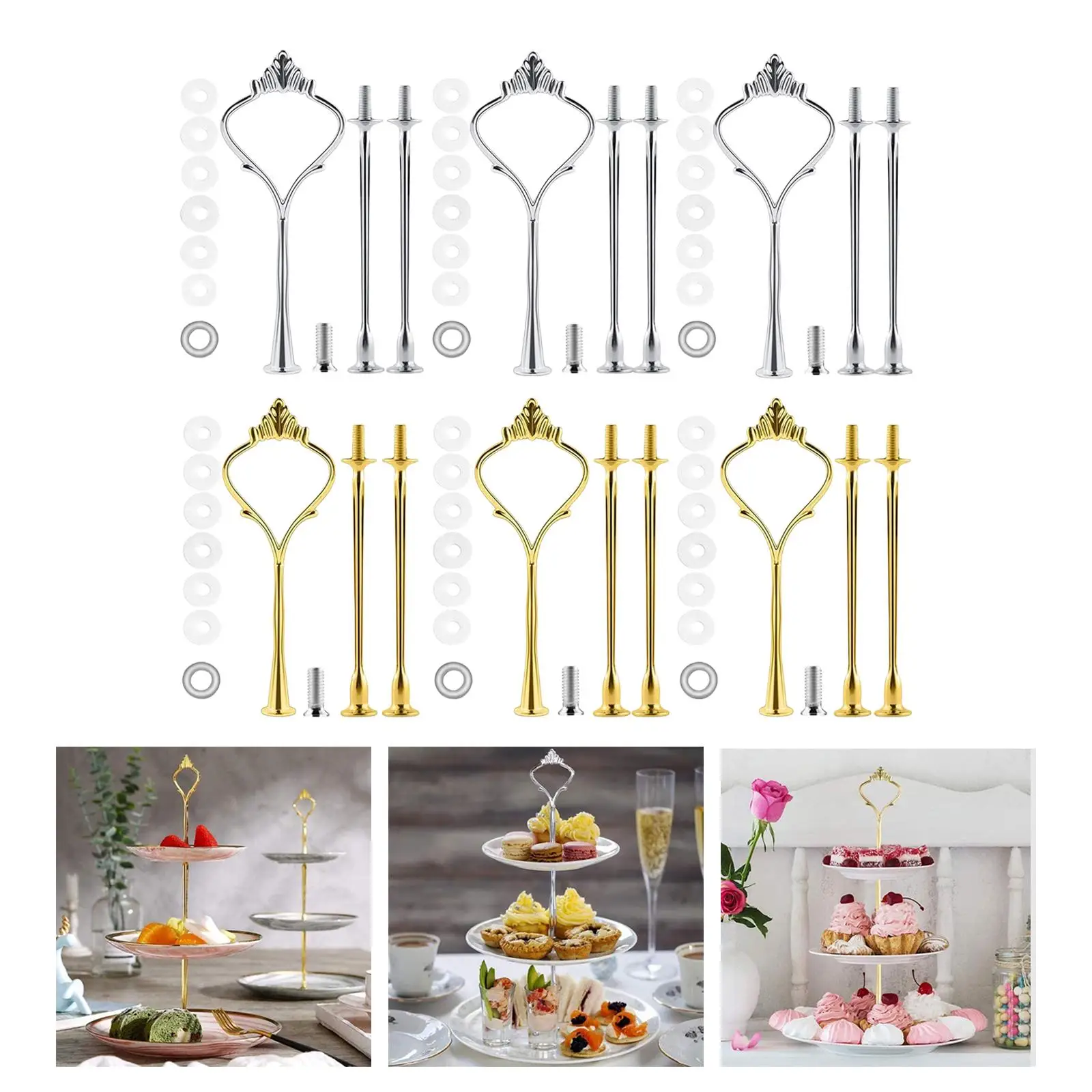 Plate Stand Handles Sturdy Fitting 3 Tier Cupcake Plate Stand Hardware Rod for Kitchen Wedding Party Anniversary Shop