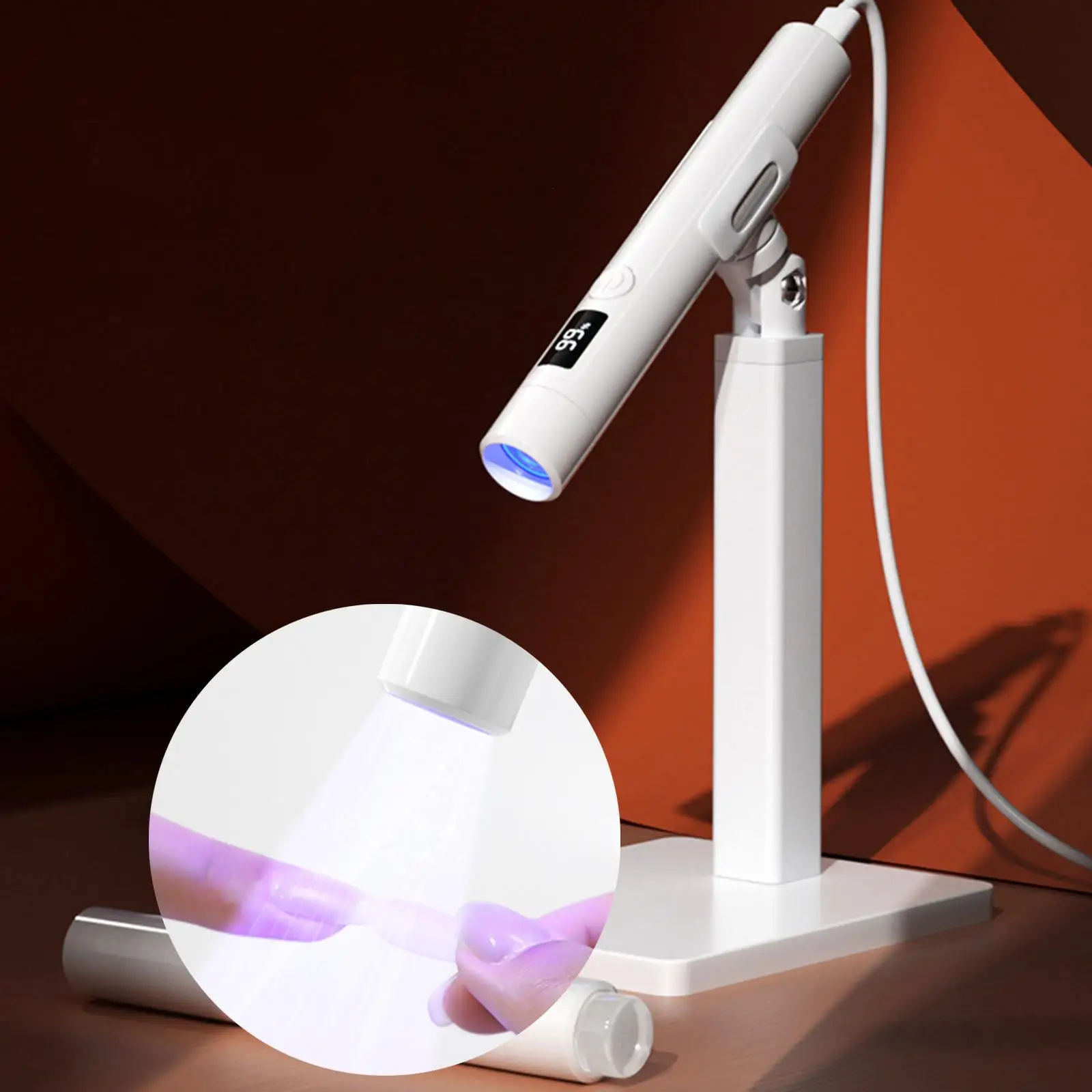 Mini Nails Dryer Lamp Handheld LED Nail Light 2 Speed with Bracket for Salon Business Trips Travel Use Nail Art Tool