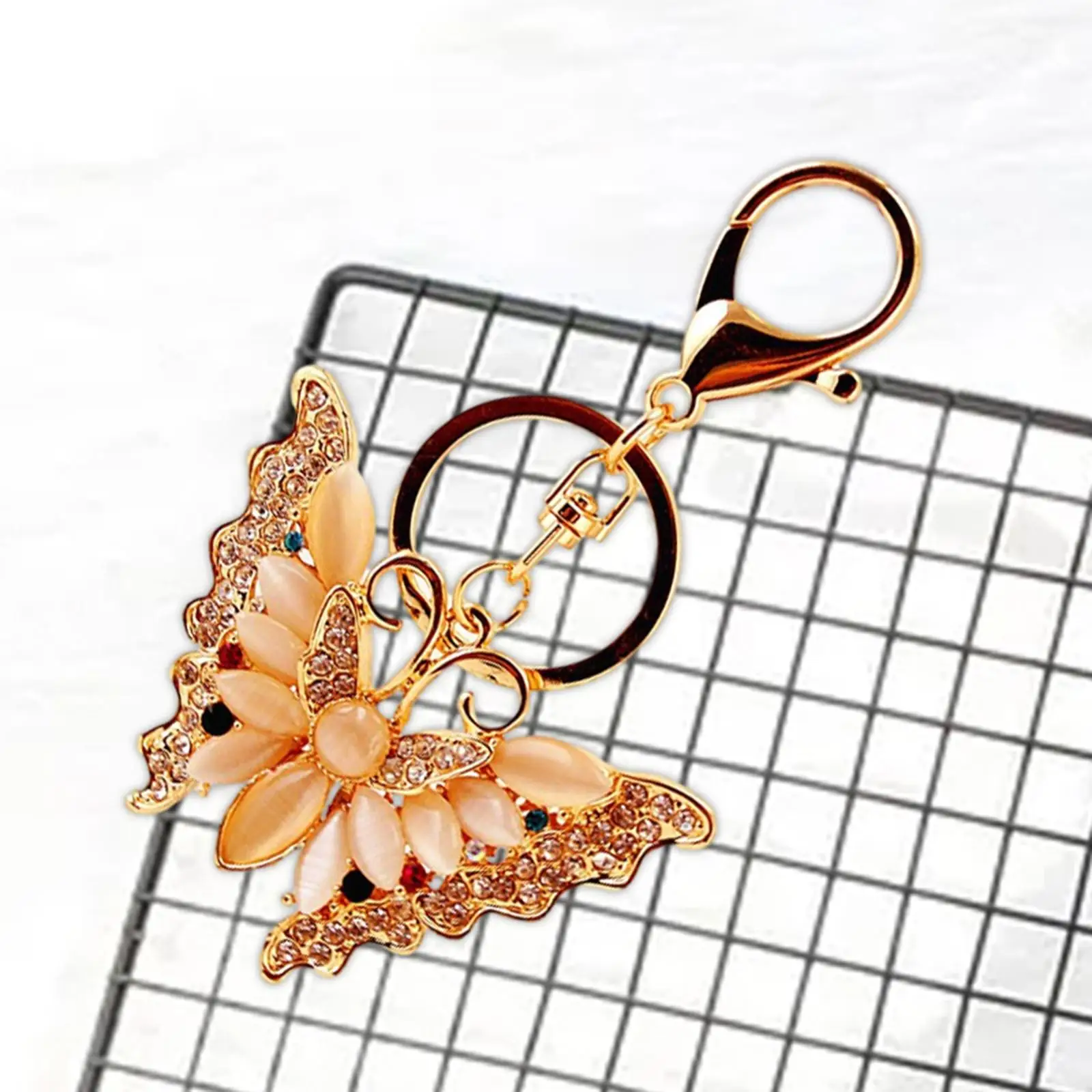 Butterfly Keychain 3D Stylish Artificial Purse Charm Backpack Charms Bling Key Ring Holder Rhinestone Keychain for Women and Men