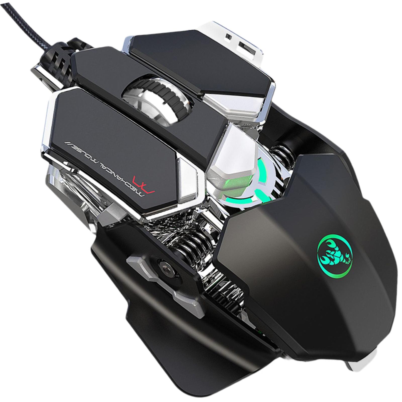 USB Wired Gaming Optical Mouse Mice 9 Buttons (Black) High Performance 6 DPI Settings up to 6400 DPI with RGB Lighting Durable