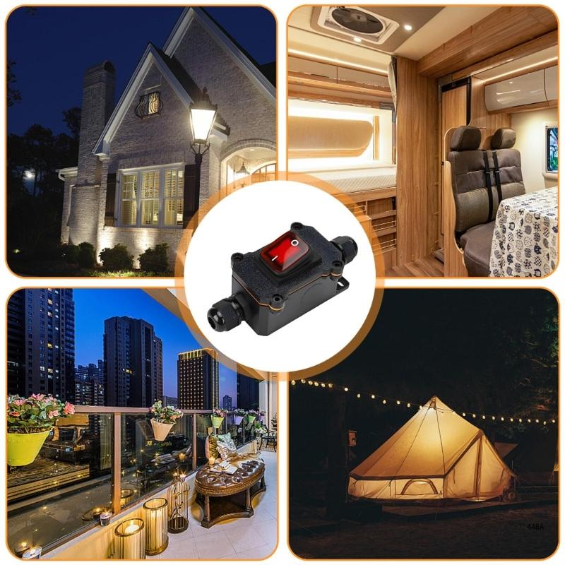 Description Picture 3 of itemNew Inline Cord Switches Waterproof Power Cord Toggle Switches with Red LED Button Heavy Duty Outdoor Device Switches