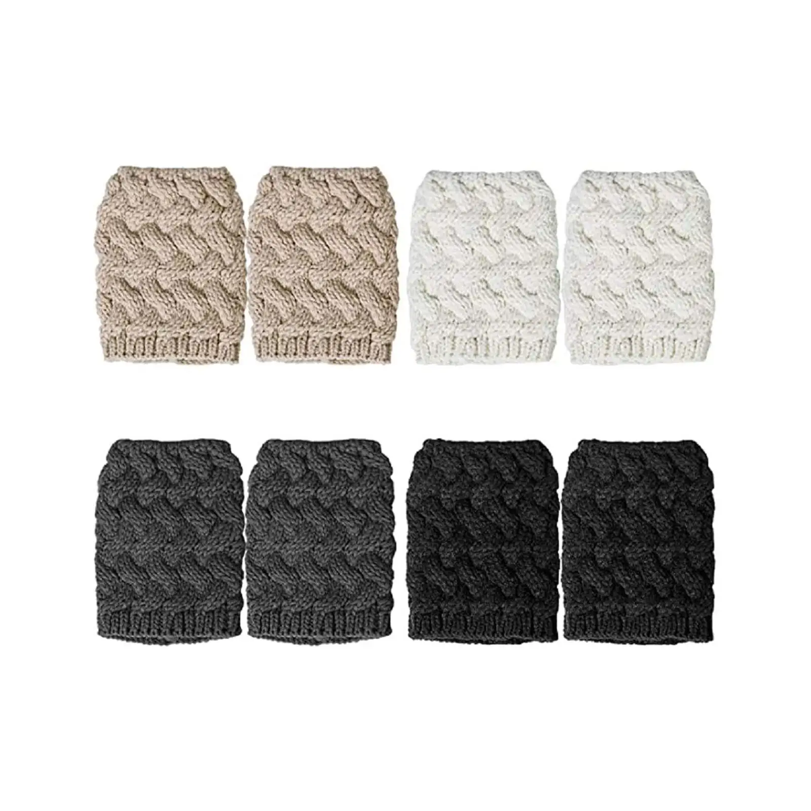 4 Pairs Boot Cuffs Socks Winter Warm Crochet Knitted Boot Cuffs Topper, Made of Acrylic Fibers, Short Leg Warmers