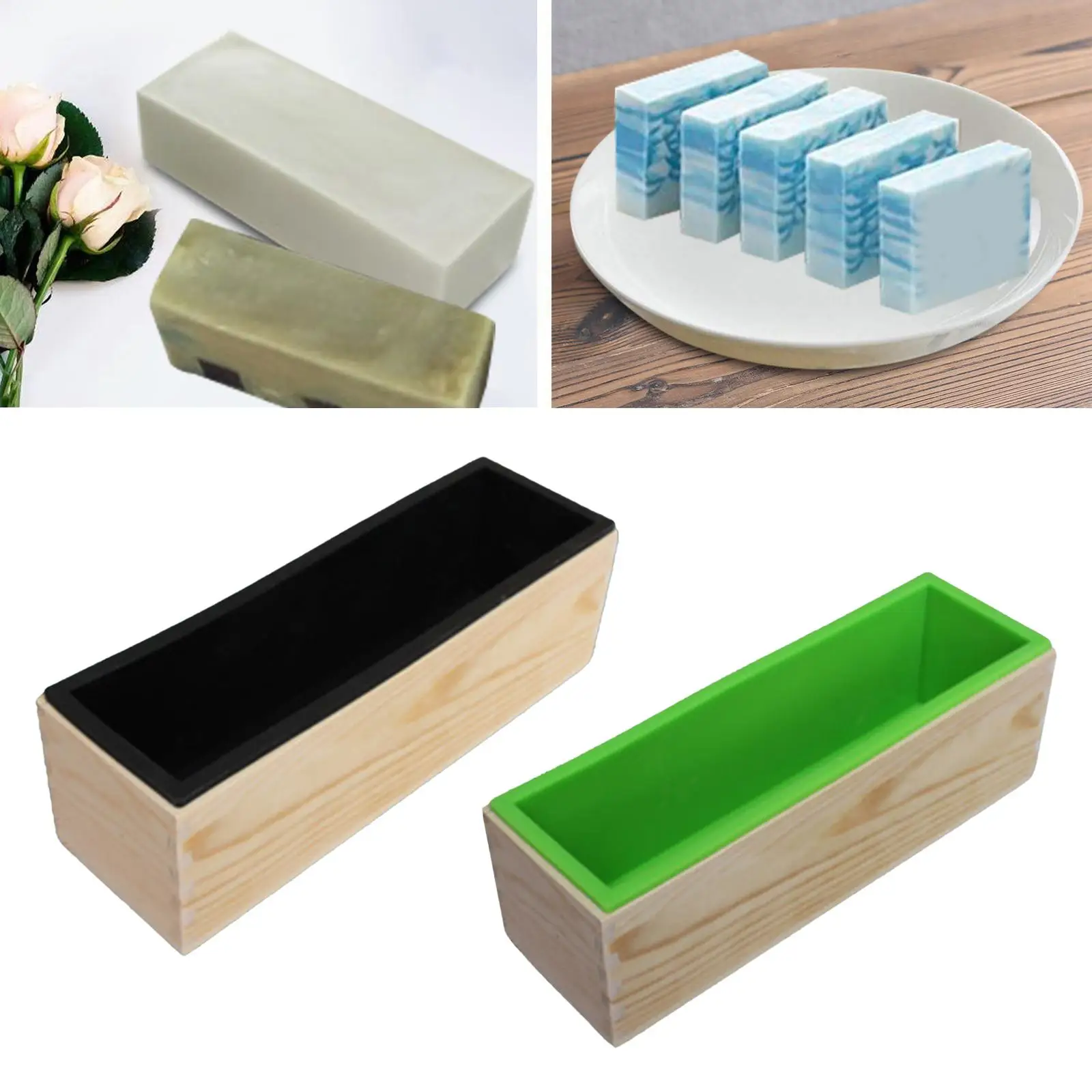 Silicone Soap Making Mould Epoxy Resin Model Rectangle with Wooden Box Handmade DIY Crafts Supplies Tool