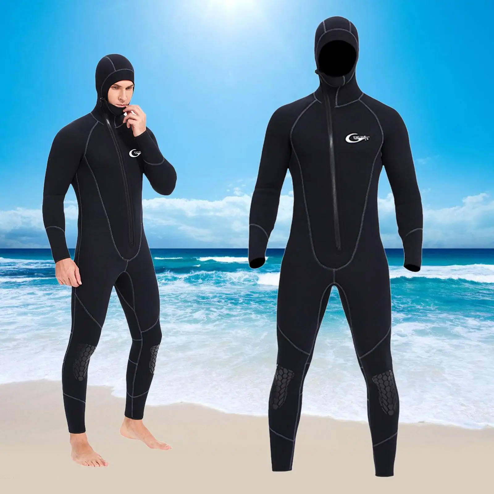 Hooded 7mm Neoprene Swetsuits Long Sleeve Wet Suit Swimsuit Diving Wetsuits Jumpsuit for Scuba Diving Swimming Kayaking