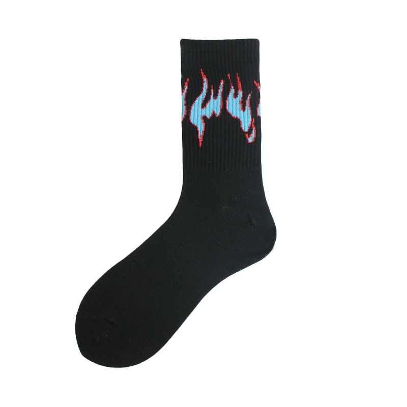 1 Paar Damenmode Hip Hop Hit Color On Fire Crew Socken Red Flame Blaze Power Torch Hot Warmth Street Skateboard Socken – Detail 15