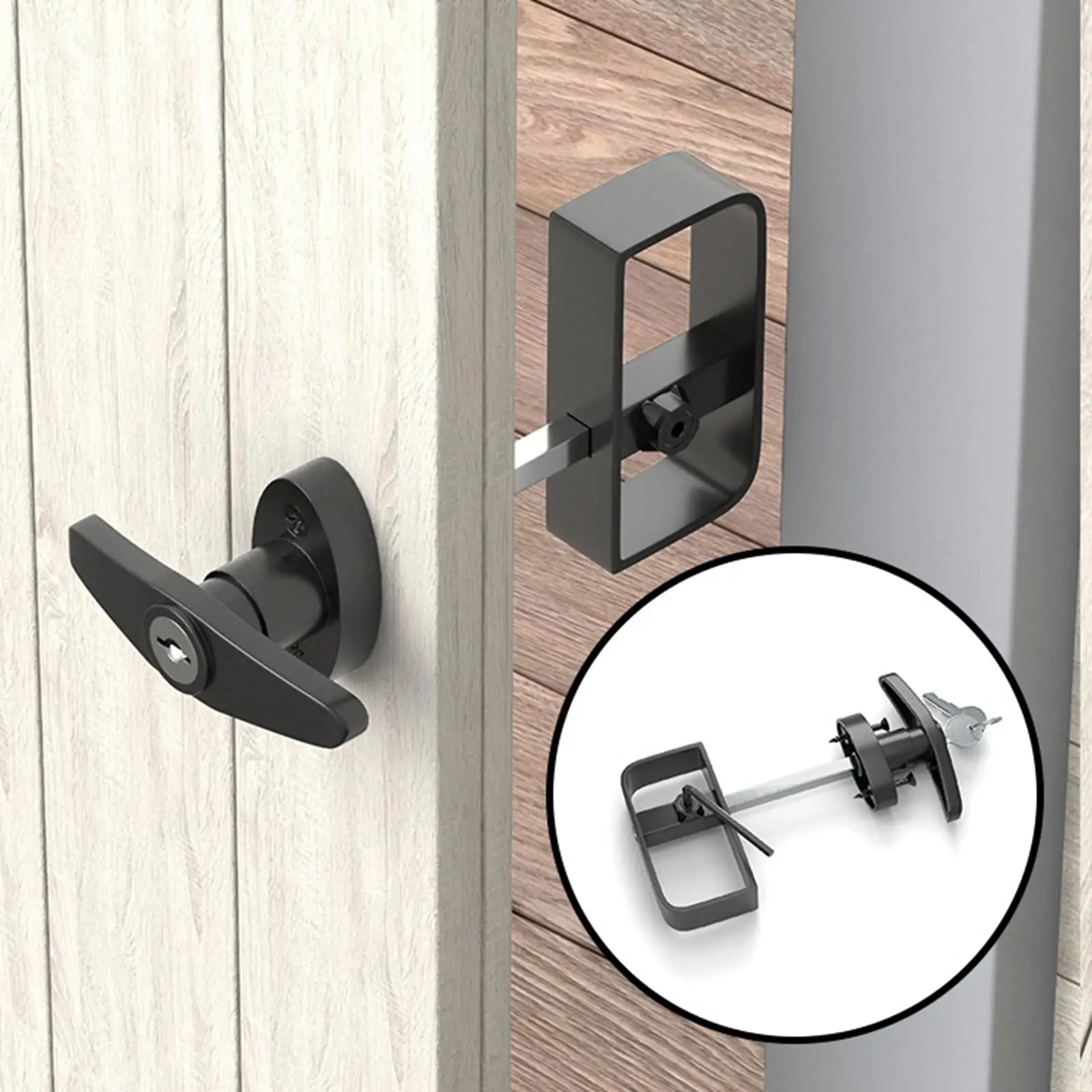 T Handle Lock with Two Keys Hardware Replacement Electric Cabinet Lock Locking for Garage Shed Barn Door Canopy Accessories