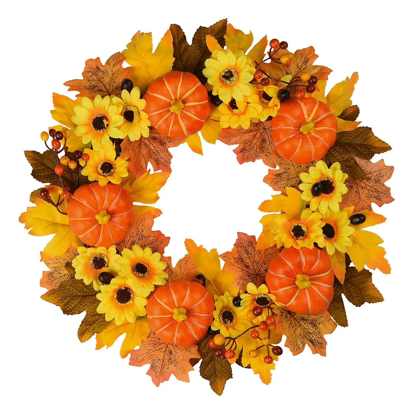 50cm Fall Wreath Front Door Garland Pumpkin Berries Hanger Harvest for Wedding, Farmhouse, Party, Thanksgiving Decoration