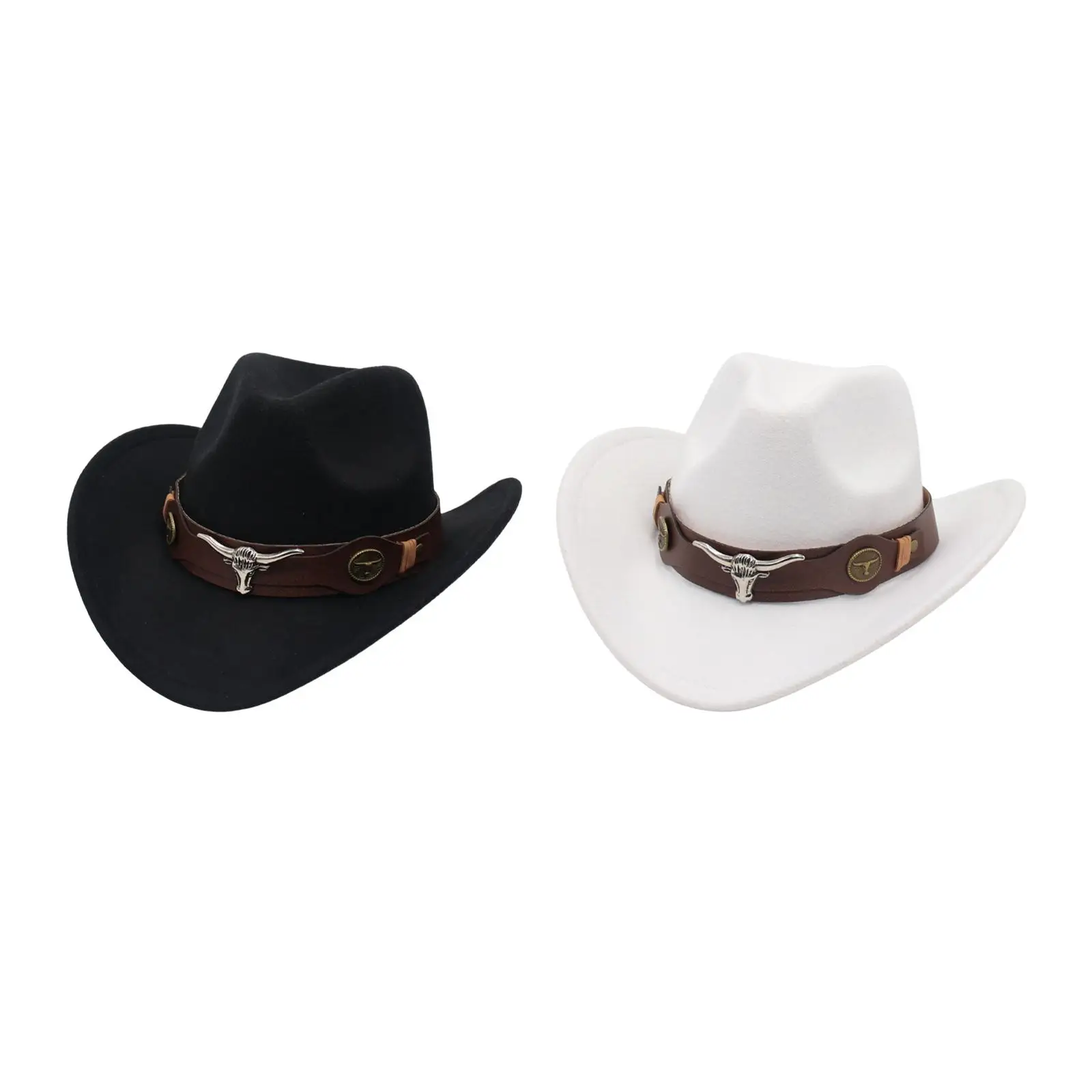 Classic Western Cowboy Hat Wide Brim Photo Props Summer Sunshade Sun Protection Hat for Women Men Hiking Fishing Camping
