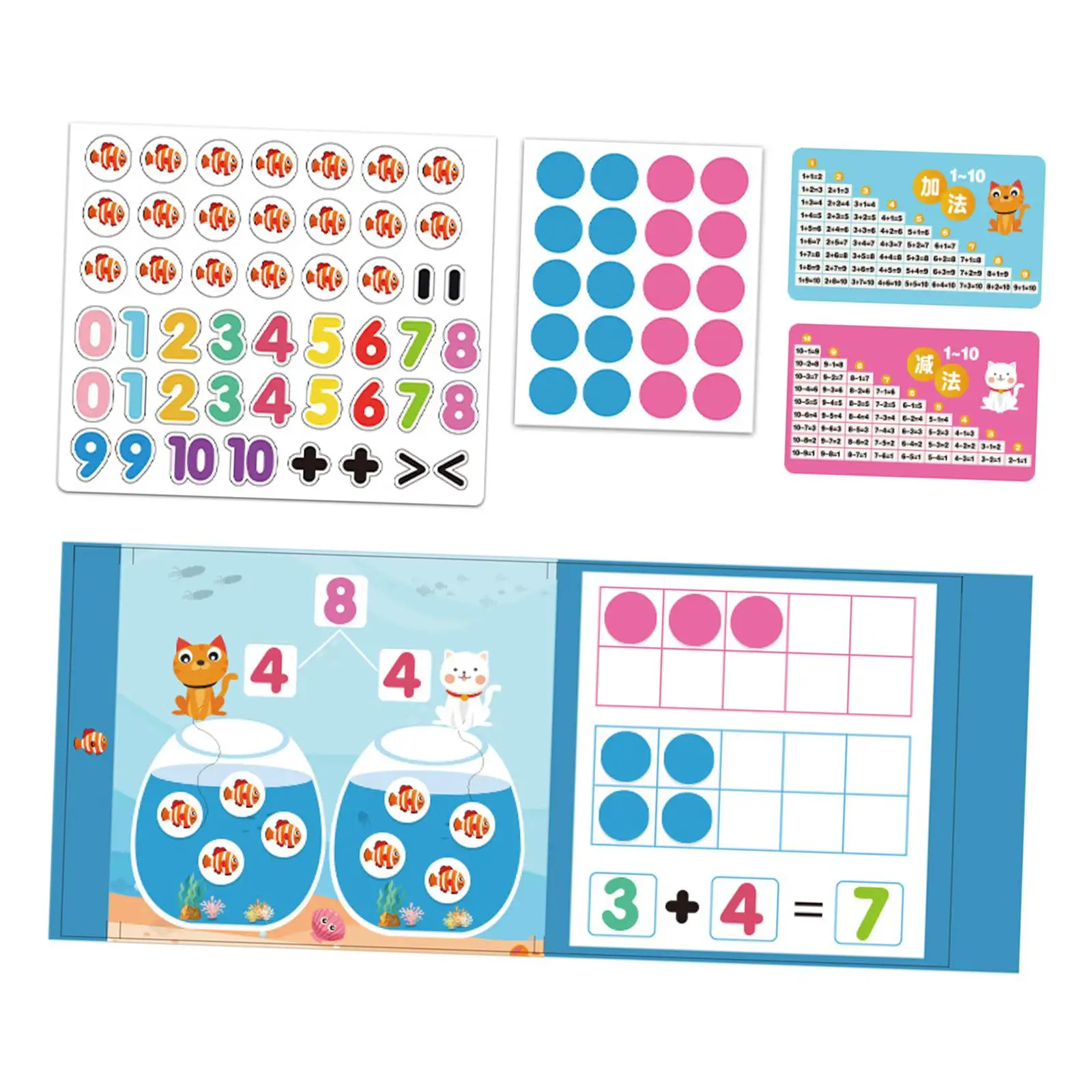Ten Frame Set Number Counting Arithmetic Teaching Aids Numbers Decomposition for Home Elementary Preschool Kindergarten Children