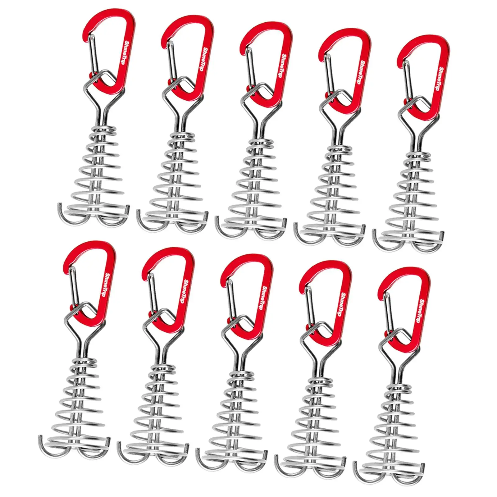 10x Deck Anchor Pegs Awning Anchor Canopy Tent Anchors with Carabiner Clips for