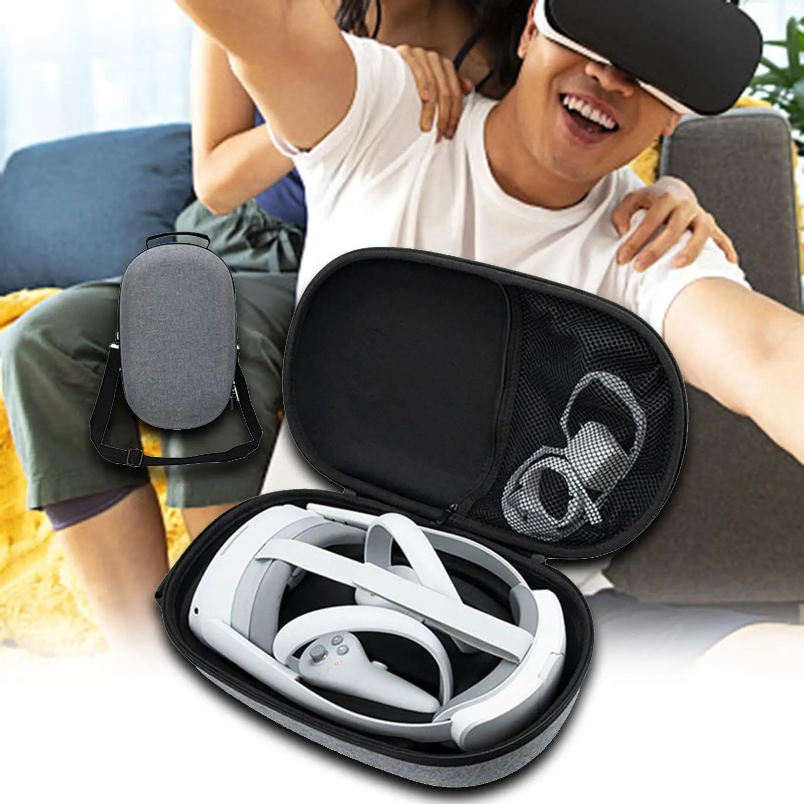 VR Headset Case Protective Pouch Protection Bag Multifunction Dustproof EVA Storage Bag for Quest 2 Portable Case VR Glasses Bag