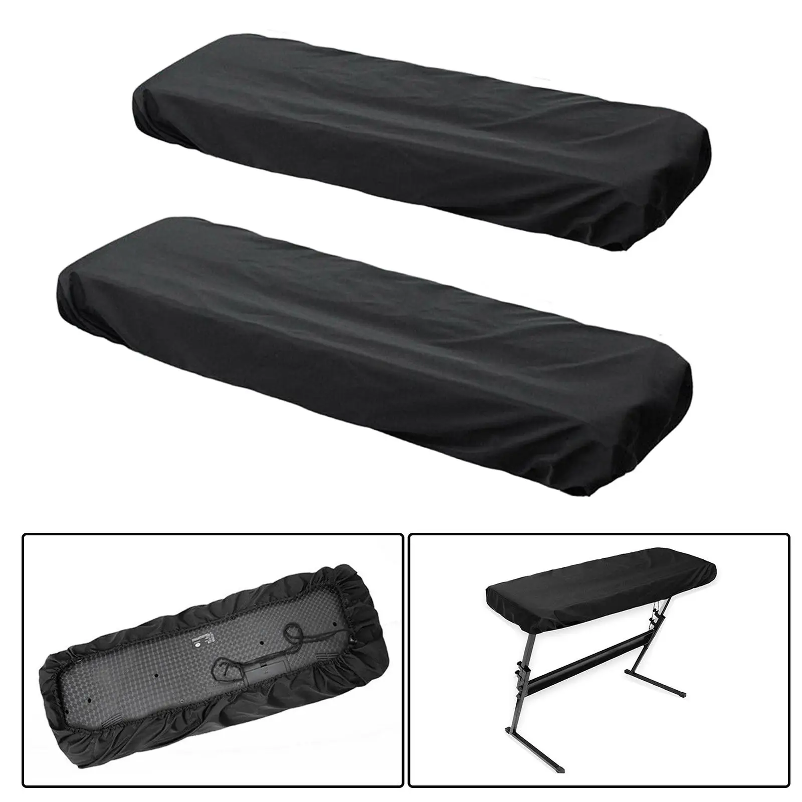 Piano Keyboard Cover Elastic Adjustable Cord Locking Clasp Electronic Piano Keyboard Dust Cover