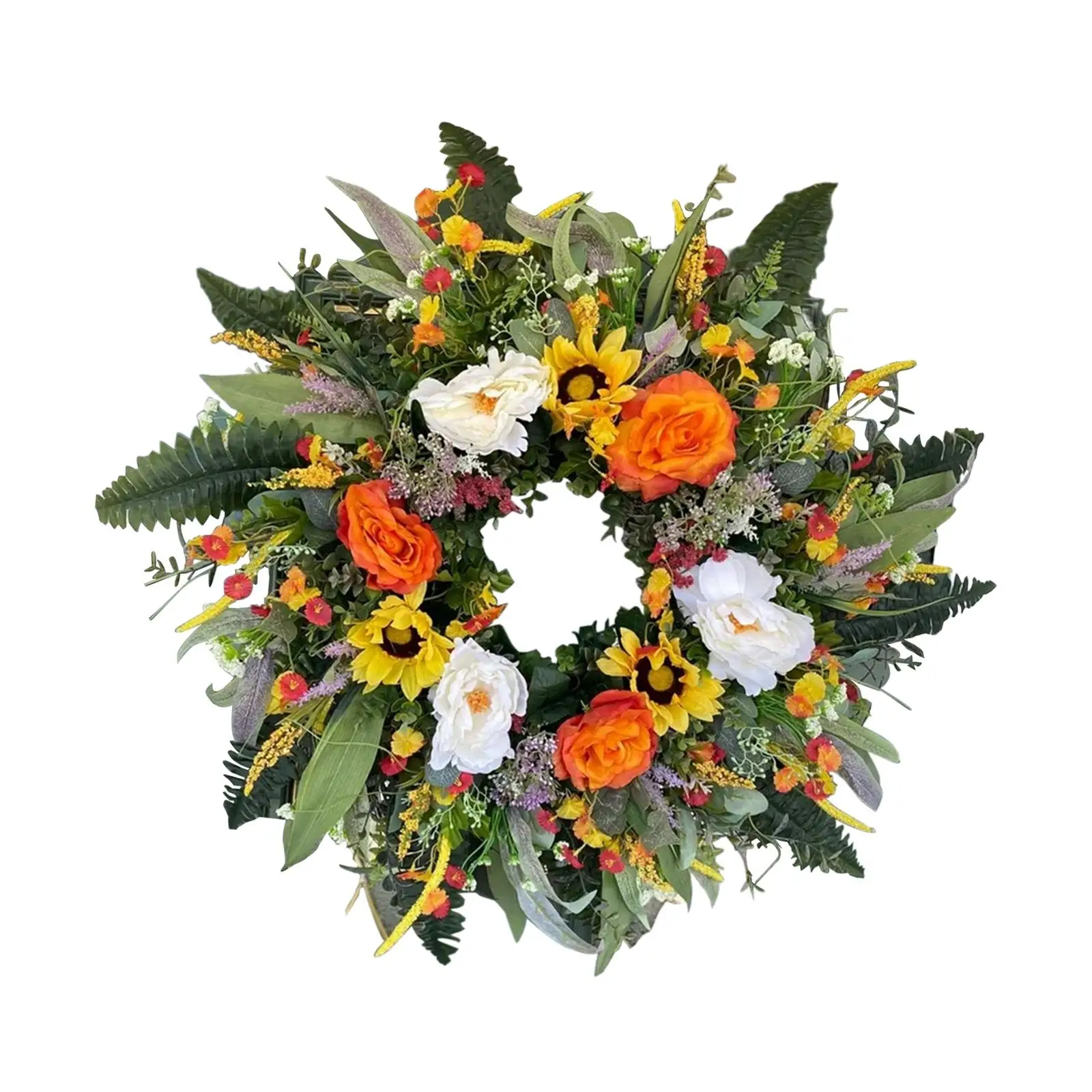 Artificial Flower Wreath Greenery Wreaths Wall Hanging Fall Wreath 15.7inch Floral Wreath for Celebration Festival Holiday Home