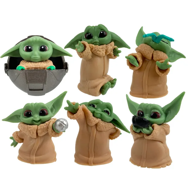 Wanwan 5Pcs/Set Star Wars Mandalorian Baby Yoda Cartoon Action